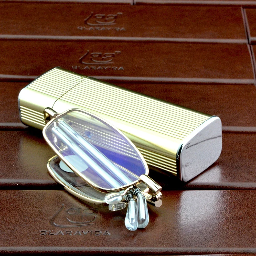 Clara Vida Lighter Style Tiny Metal Case Foldable Portable Antanna Strechable Legs Reading Glasses +1 +1.5 +2 +2.5 +3 +3.5 +4