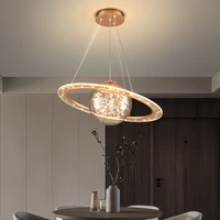modern luxury led ring ceiling chandelier hardware acrylic interior hanging lighting living room restaurant decor pendant lamp