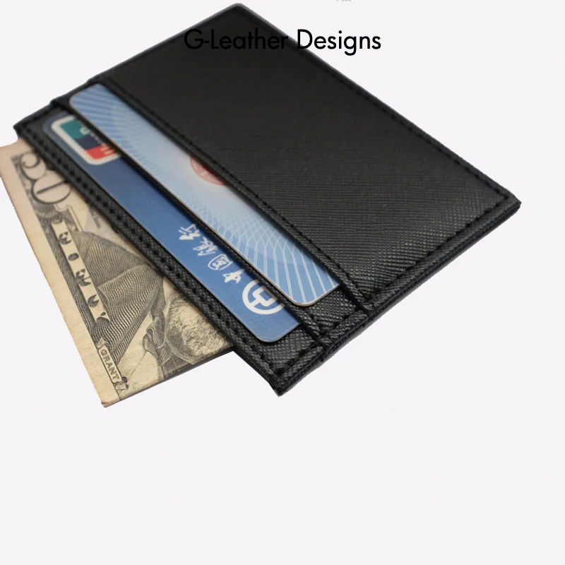 Free Custom Name Initials Vegan Leather card holder High Quality Pu Leather Credit Card Wallet ID Card Case With 5 Card slots