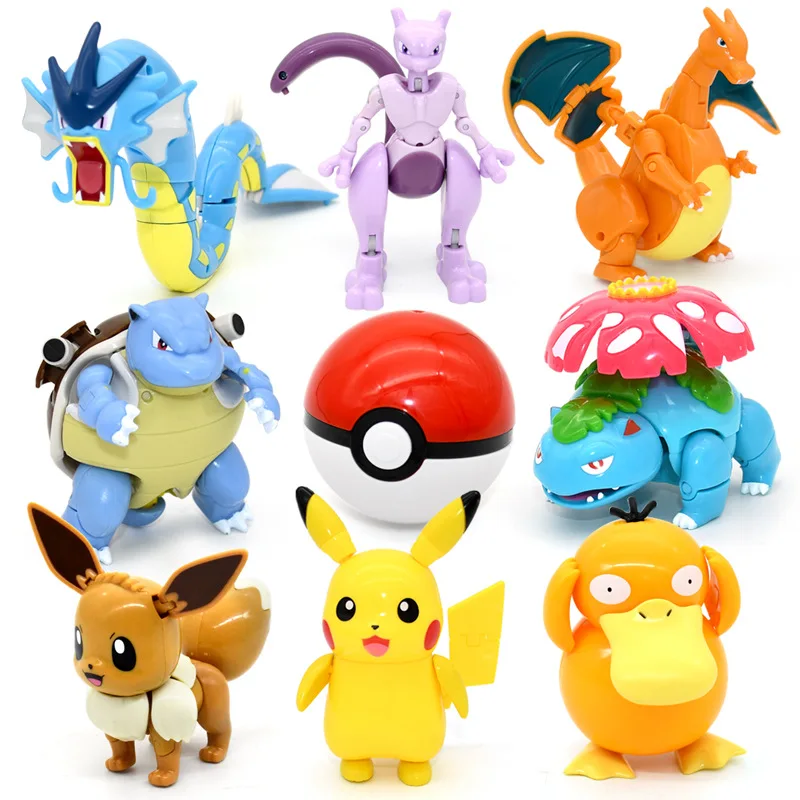 

Pokemon Pikachu Mew-two Ibrahimovic Charizard Duck Transforming Robot Genuine Figure Toy Pocket Monsters Ornament Holiday Gifts