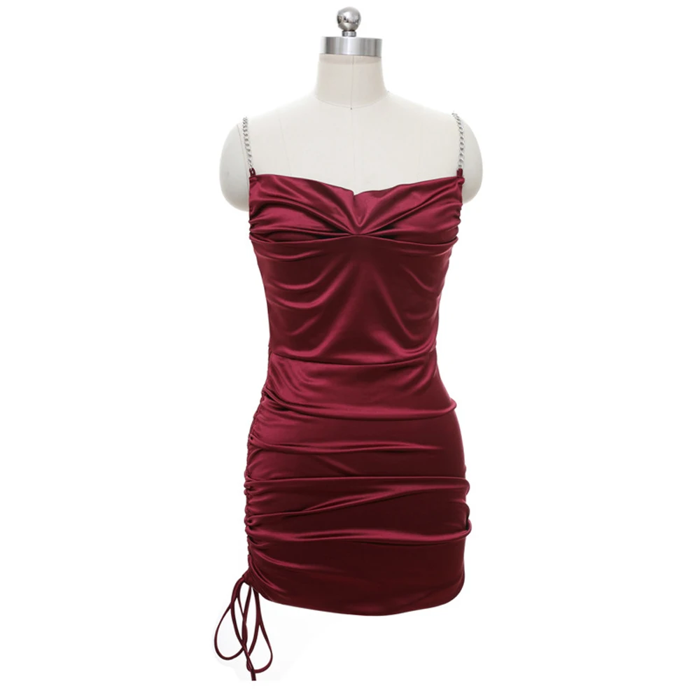 Дешево бордовые красные женские платья Бесплатная доставка элегантный сарафан