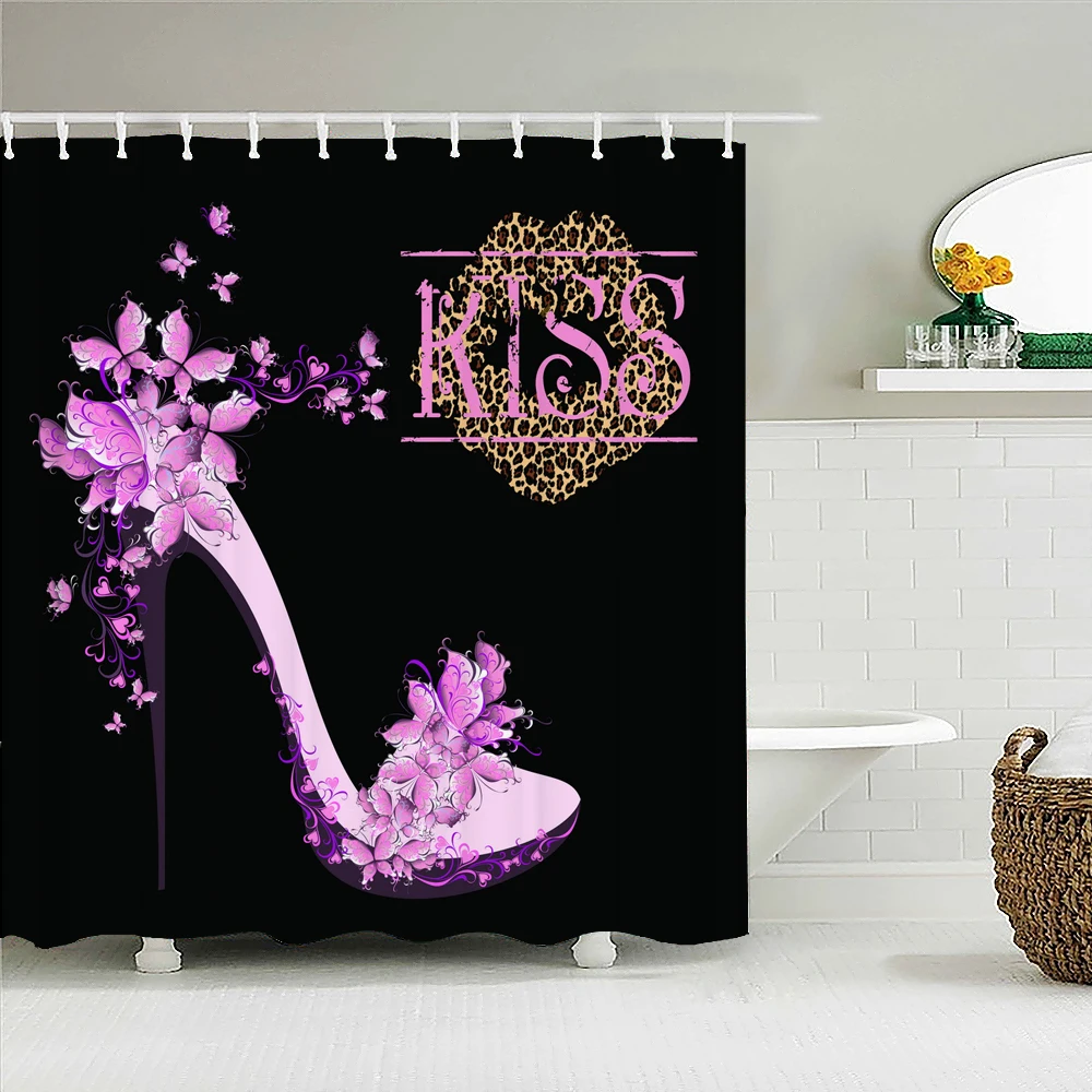 

Шторы для душа с принтом Love kiss, романтичная Женская водонепроницаемая шторка для душа в виде Розы, экран для ванной комнаты