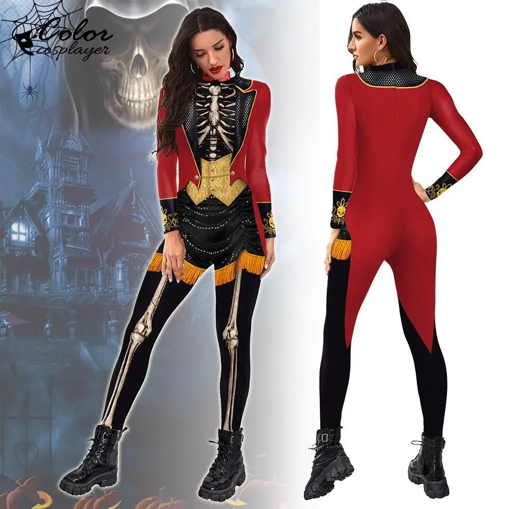 

Color Cosplayer Halloween Party Skeleton Jumpsuit Cosplay Costume Unisex Zentai Purim Carnival Bodysuit Fancy Cosplay Catsuit