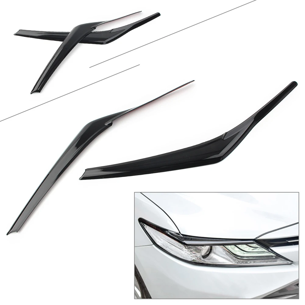 Glossy Black Car Headlight Lamp Eyebrow Trim Cover For Toyota Camry SE XSE XLE L LE 2018 2019 2020 2021 2022 2023 2024