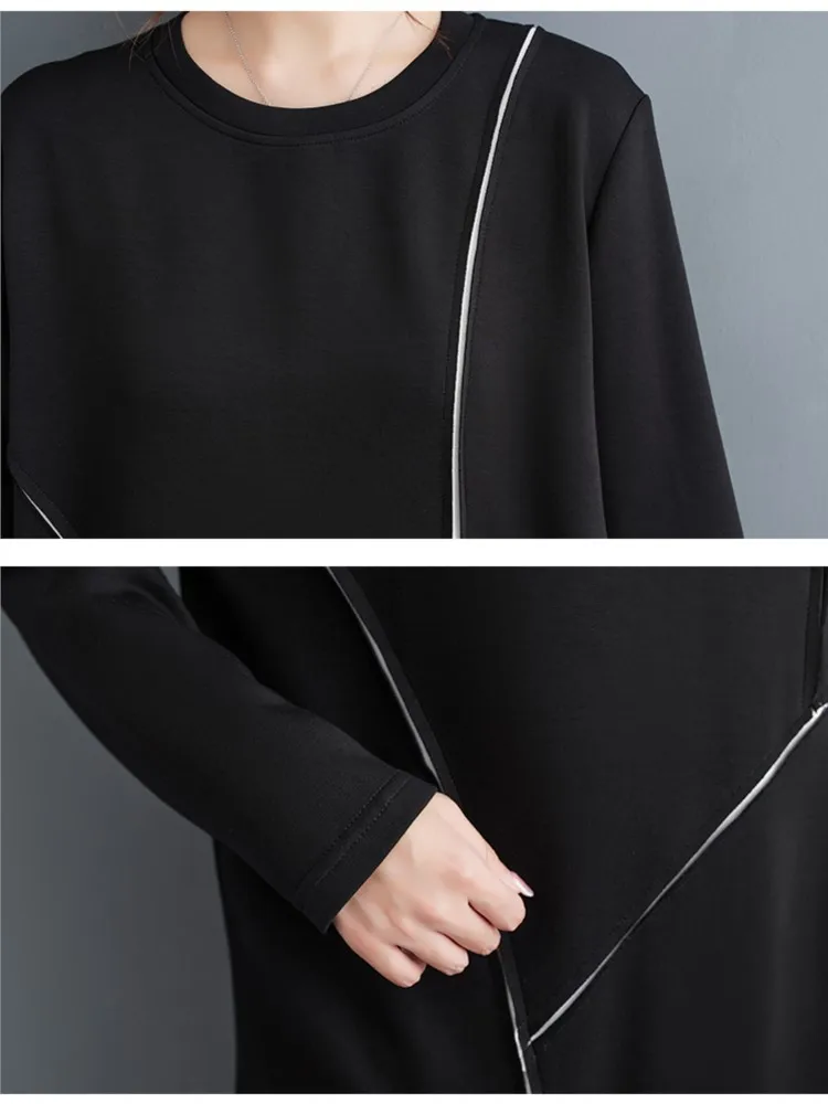 Свободное длинное платье большого размера на осень женское модное