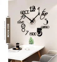 1 set 3d wall clock acrylic mirror stickers with professional quartz clock movement for modern design indoor office decoration