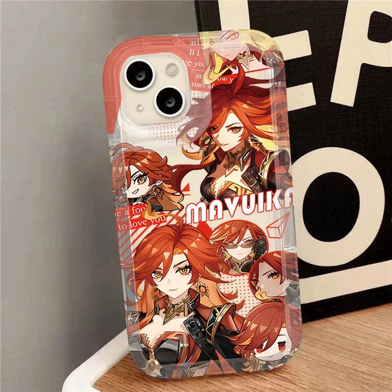 Phone Back Case for Samsung Galaxy S24 Ultra S23 S22 S21 FE S20 Plus Note 20 10 Pro A34 A54 A33 A53 Genshin Impact Mavuika Cover