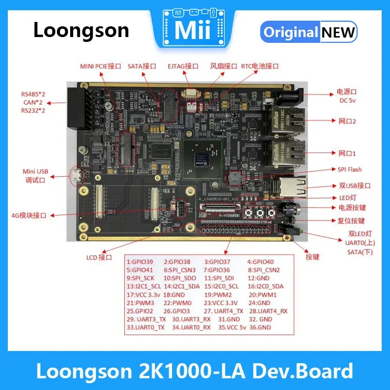 Плата Loongson 2K1000LA система Loongnix 1 ГБ DDR3 32 Гб SSD