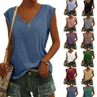 tank top women sleeveless shirts summer streetwear casual ladies loose v nekc basic solid color tanks vest tops 2022