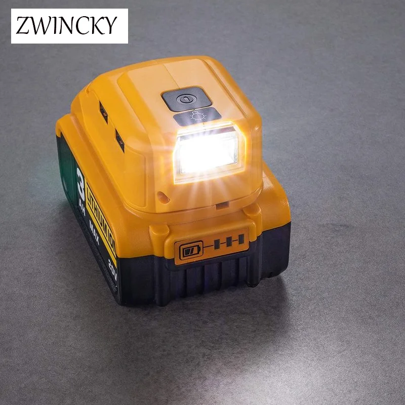 ZWINCKY New Replacement DCB090 Converter Suitable for Dewalt 14.4V 18V Lithium Battery Power Tool Charger Dual USB with 3W Lamp