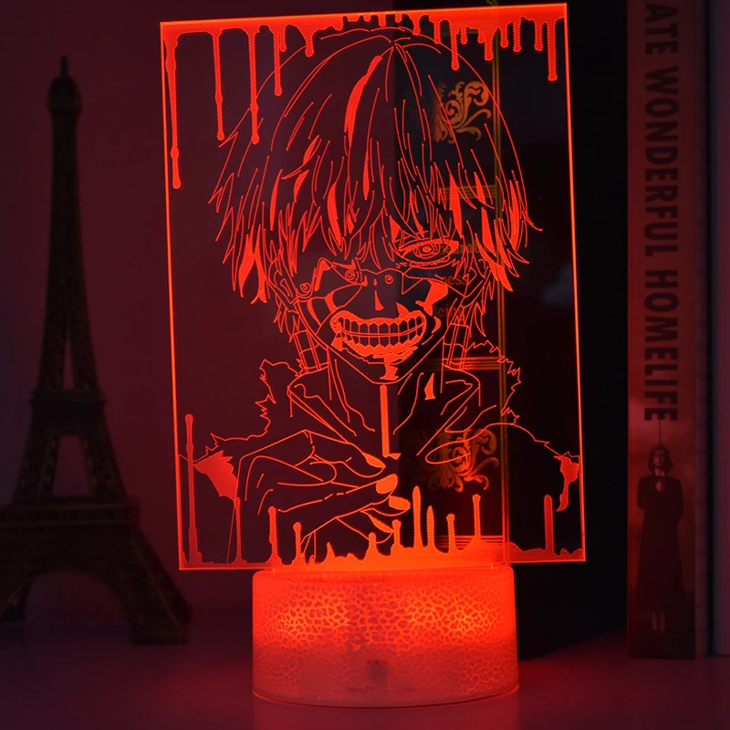 Tokyo Ghoul Kaneki Ken 3d Led Lamp For Bedroom Anime Figure Night Lights Mange Avatar Room Decor Gift For Kids Luces
