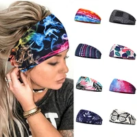 2022 fashion women bohemian hairbands running sport wide headwrap girls yoga gym elastic hair band turban hair accessories