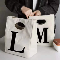 fashion lunch bag insulated thermal breakfast box bags 26 black letter printed portable tote picnic travel products bento pouch