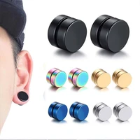 2 pairs magnetic circle stud earrings for men women non piercing clip on cheater ear clips different size color