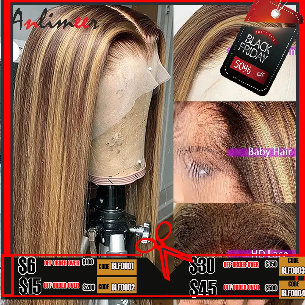 

Прямые парики с эффектом омбре 13x 4, парик на сетке спереди, парики из человеческих волос для женщин, плотность 150%, парики на шелковой основе/...