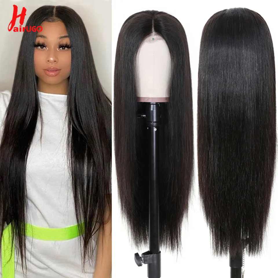 HairUGo 5x5 Lace Closure Wig Straight Lace Closure Human Hair Wigs With Baby Hair Free Part Transparent Lace Wigs For Women
