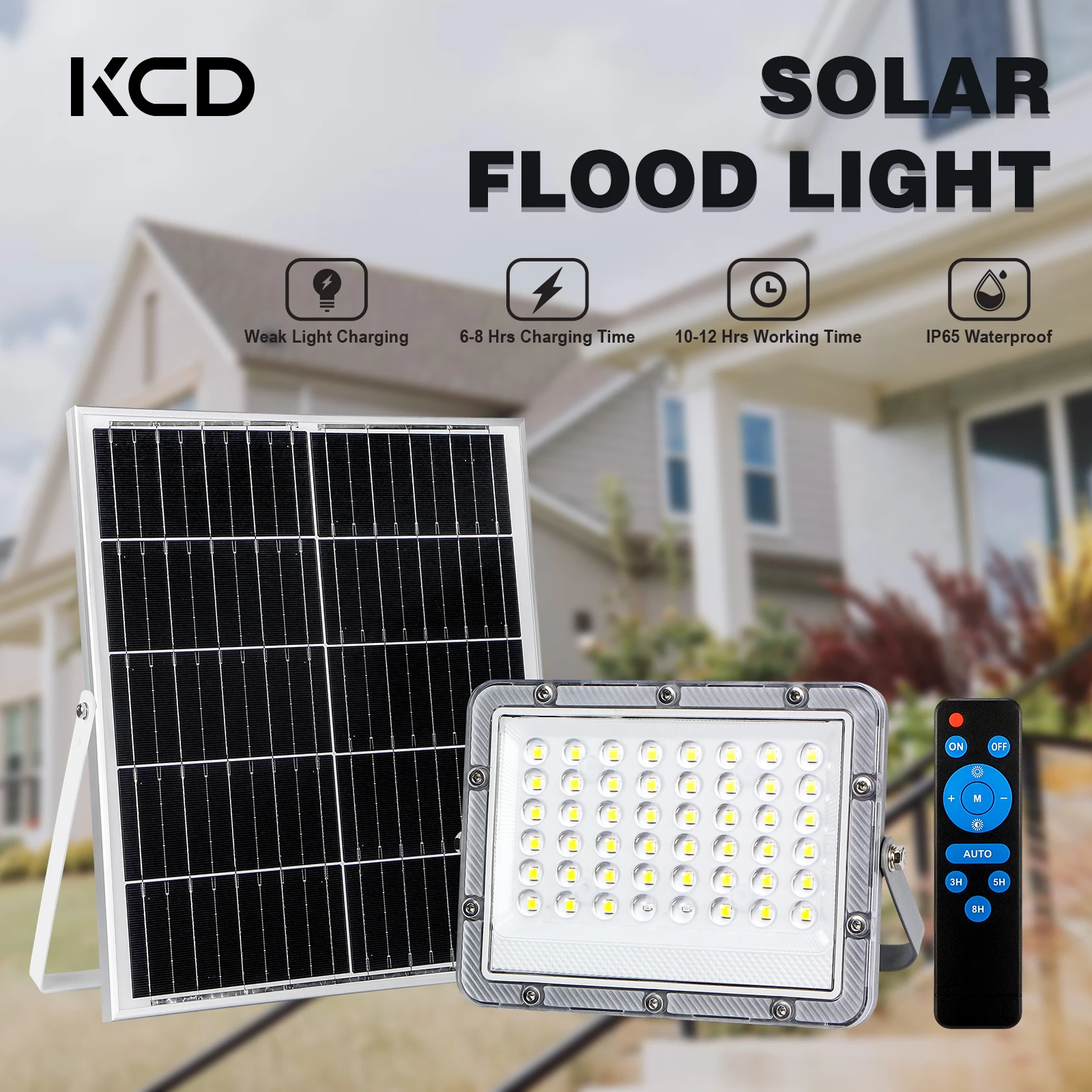 Luz Solar de 300W para exteriores, lámpara de energía Solar resistente al agua IP65 con capacidad de batería de 6000mAH, Focos Solares para exteriores con Control remoto