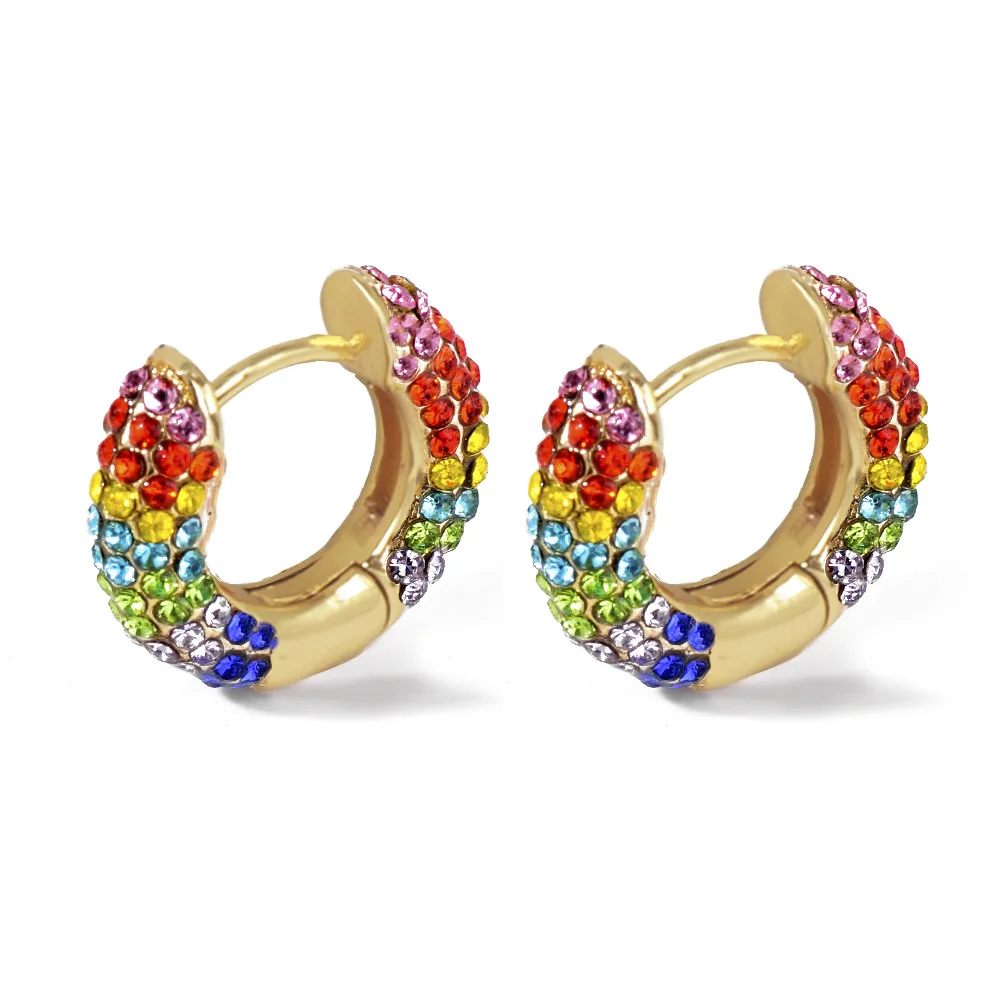 

Women CZ Rainbow Earrings Cubic Zirconia Ear Cuff Set for Female Trendy Huggie Clip on Earrings Earcuff Crystal Jewelry