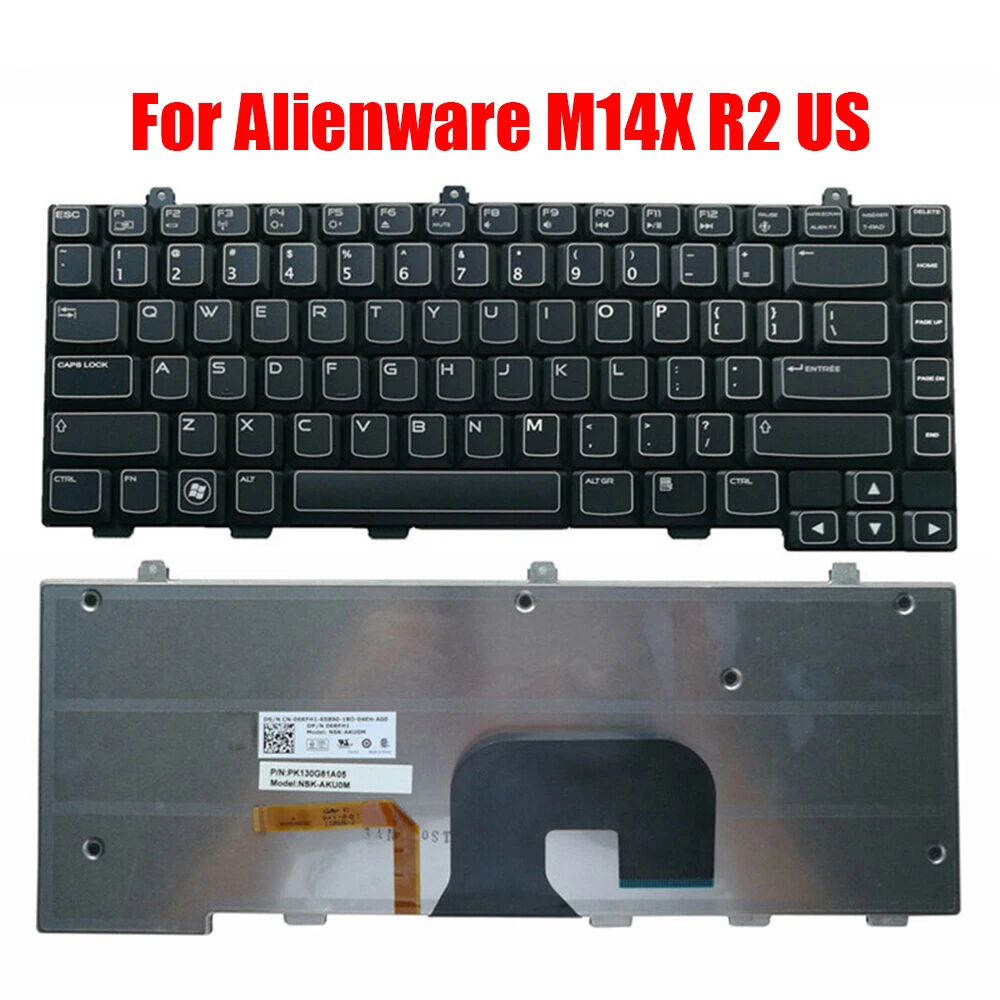 Laptop Keyboard For Alienware M14X R2 06RFH1 6RFH1 PK130G81A05 NSK-AKU0M English US Black With Backlit New