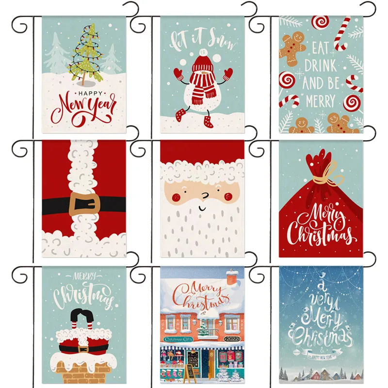 Christmas Themed Cartoon Cute Garden Banner Childlike Garden Holiday Party Decoration Banner 30*45cm（11.81IN*17.71IN）
