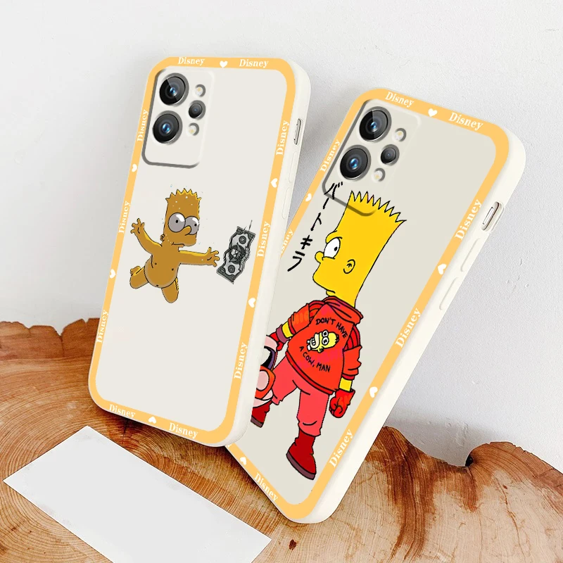 

Disney Simpsons Bart Cute Phone Case For OPPO Realme 50A 50i Q3S Q5i C21Y C11 GT Neo3 Neo2 9 9i 8 8i 7 Pro Plus Liquid Rope