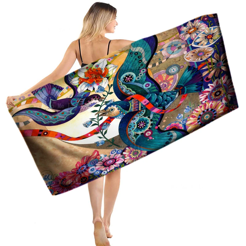 

Spring Birds Flowers Sun Sunflower Maple Leaf Autumn Spiritual Art Floral Quick Drying Towel By Ho Me Lili Fit For Fitness