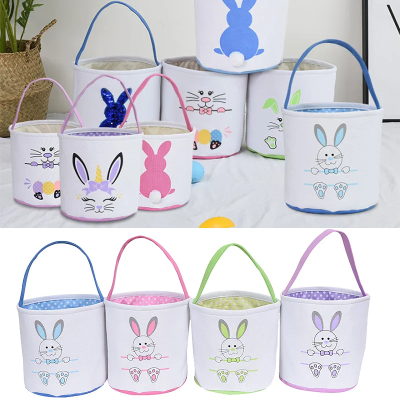 

Easter Decorations for Home Handbag Printed Rabbit Barrel Easter Decoration 2022 Gift Bag Bunny Easter Party Decoration Supplies