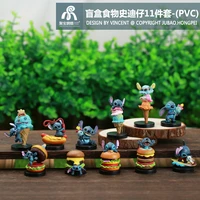11 pcs stitch mini food burger ice cream series action figures cute model toy table ornament kids toys