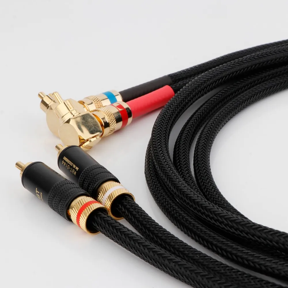 

Canare L-4E6S OFC Copper RCA Interconnect Cable Audio Cable HIFI With Nakamichi 90 Degree Right Angle RCA To WBT RCA Connector