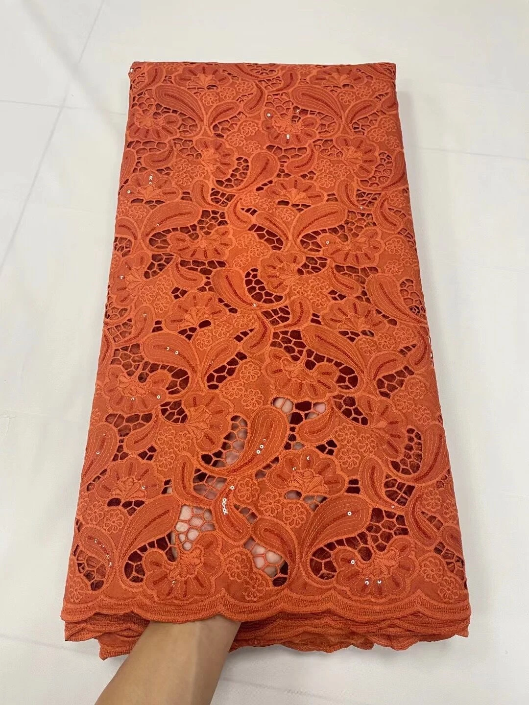 

Африканская Французская ткань, молочный шелк, вышивка, 5 ярдов, высокое качество, Нигерия, для свадебного платья, ажурное дубайское кружево JL149