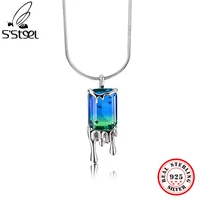 ssteel 925 sterling silver lava design tourmaline pendants personalized clavicle necklace snake chain luxury woman fine jewelry
