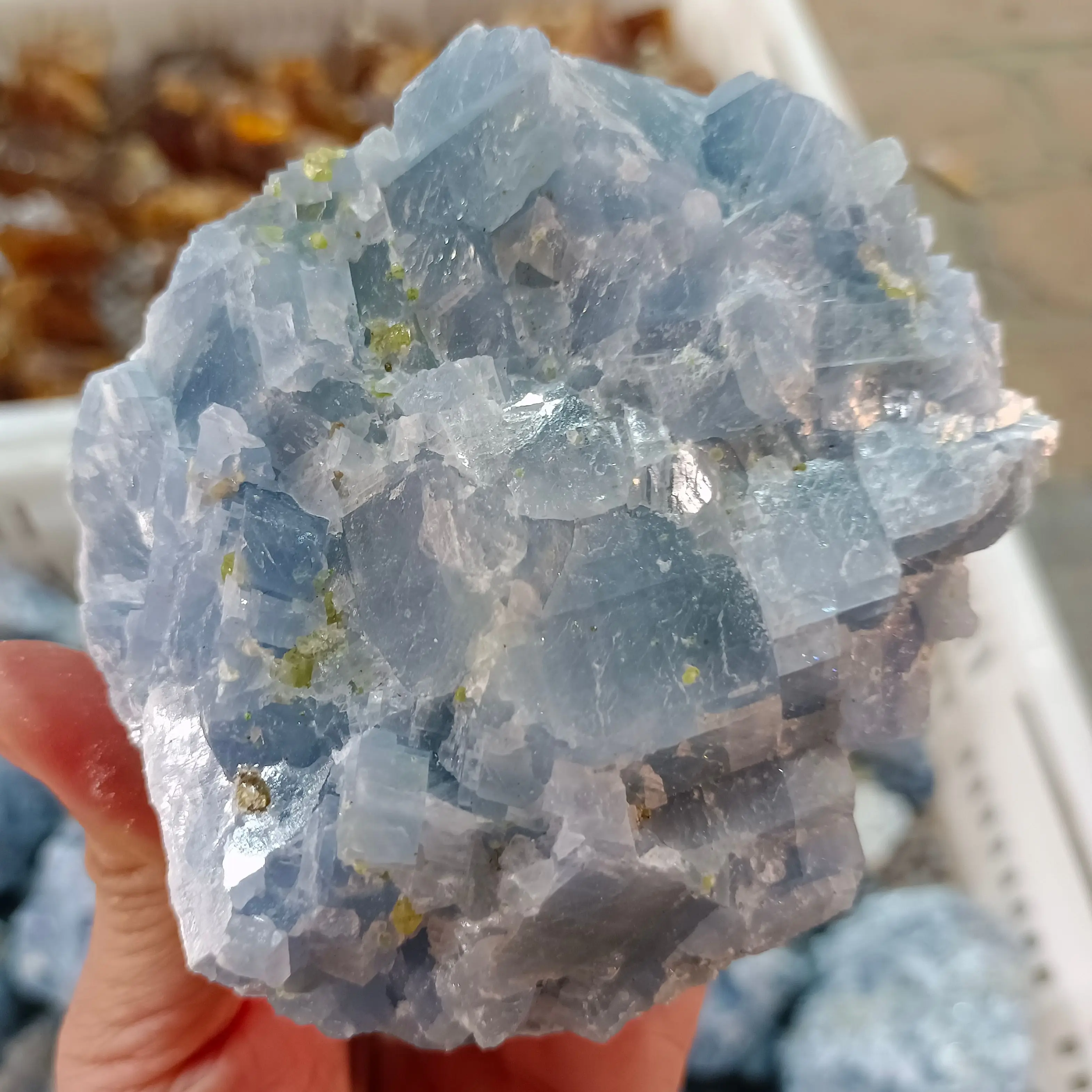 

Natural Blue Sky Cyan Rough Ore Crystal Quartz Mineral Specimen Healing Decoration