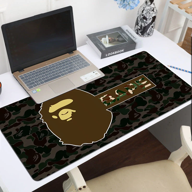 Mousepad Gamer Bape Gaming Laptops Kawaii Mouse Pad Pc Accessories Rubber Mat Deskmat Mausepad Mats Keyboard Cabinet Mause Pads