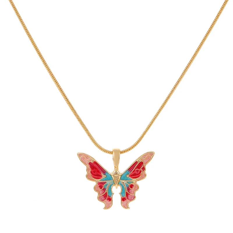 

Bohemia Butterfly Necklaces for Women Girls Fashion Jewelry Big Metal Pendant Cute Trendy Choker Chain Party Accessories Gifts