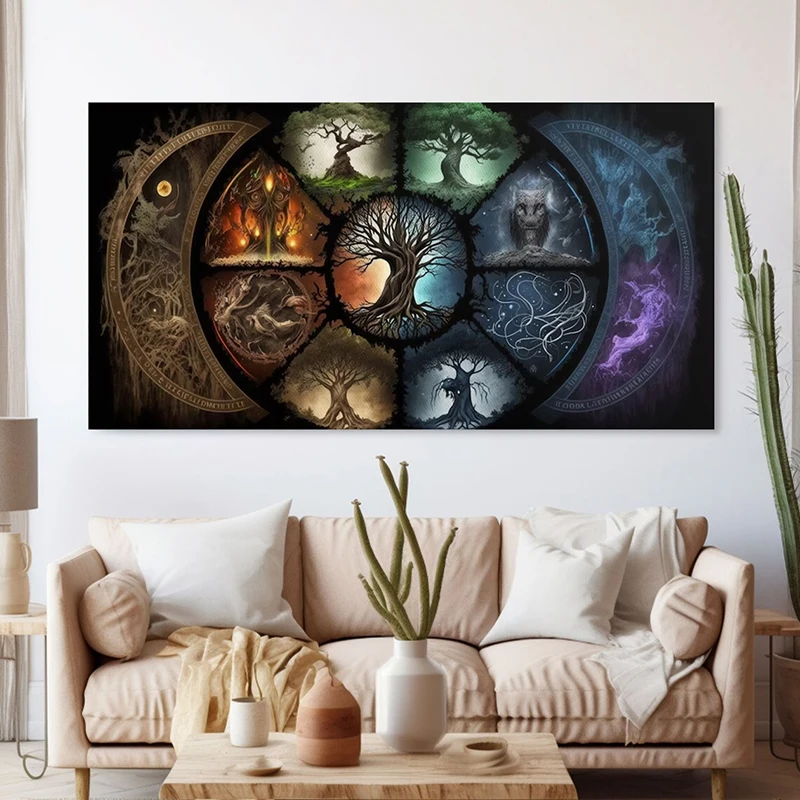 9 Соединенных скандинавских мифологии с иггдрасил плакаты в скандинавском стиле