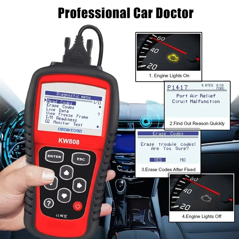 Фото Автосканер MS509 (аналог KW808) для диагностики неисправностей автомобиля OBD2/EOBD/CAN. №4