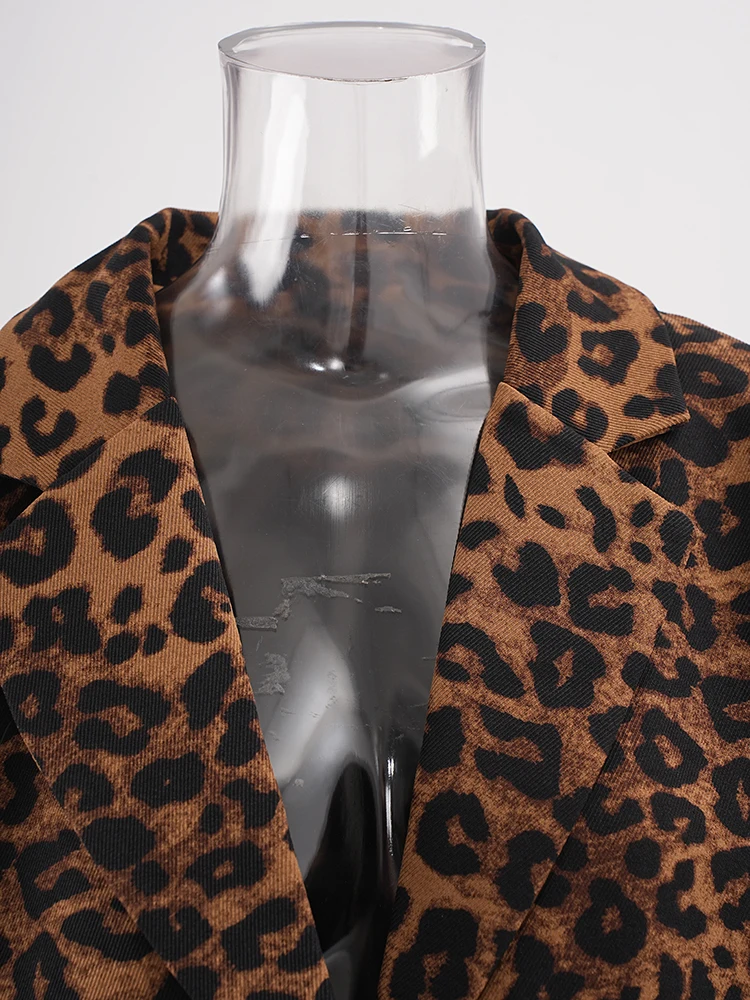 Пиджак LANMREM женский с леопардовым принтом уличная одежда английским воротником