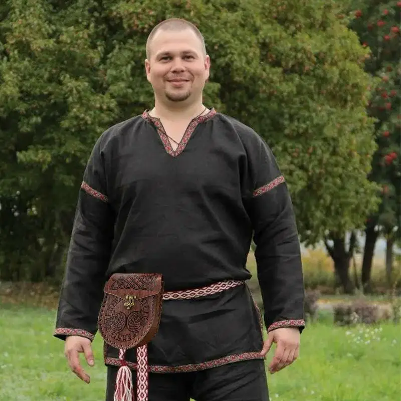 Renaissance Bag Nordic Embossed Belt Bag Renaissance Costume Accessories LARP Waist Bag Cosplay Coin Purse Retro Medieval