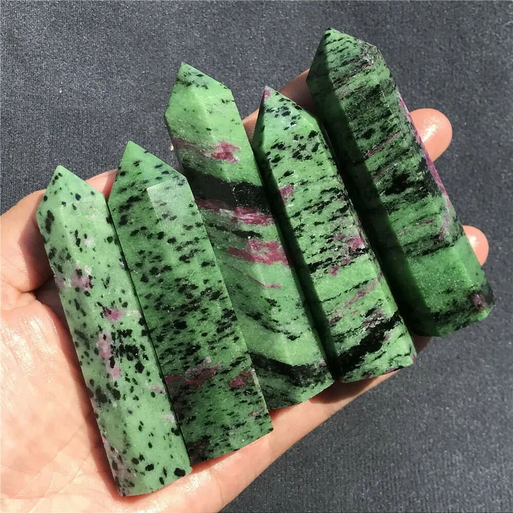 

Natural ruby Obelisk Quartz Crystal wand point tower Gem Rock heals
