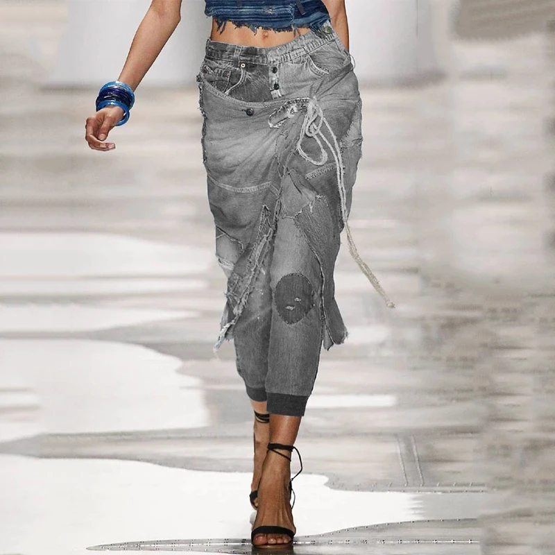 Retro Hole Casual Personality Lady Jeans Plus Size Vintage Ankle Length Mom Jeans Women Designer Washed Denim Pants Ladies New