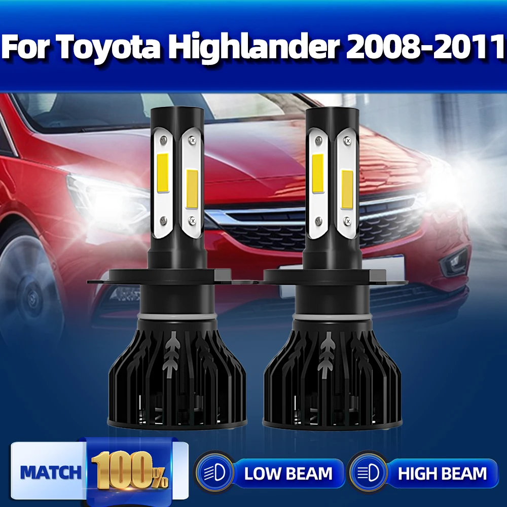 

H4 светодиодные лампы Canbus 120 Вт 20000LM светодиодные лампы фары 12 в 6000 К Белый турбо лампа для Toyota Highlander 2008 2009 2010 2011