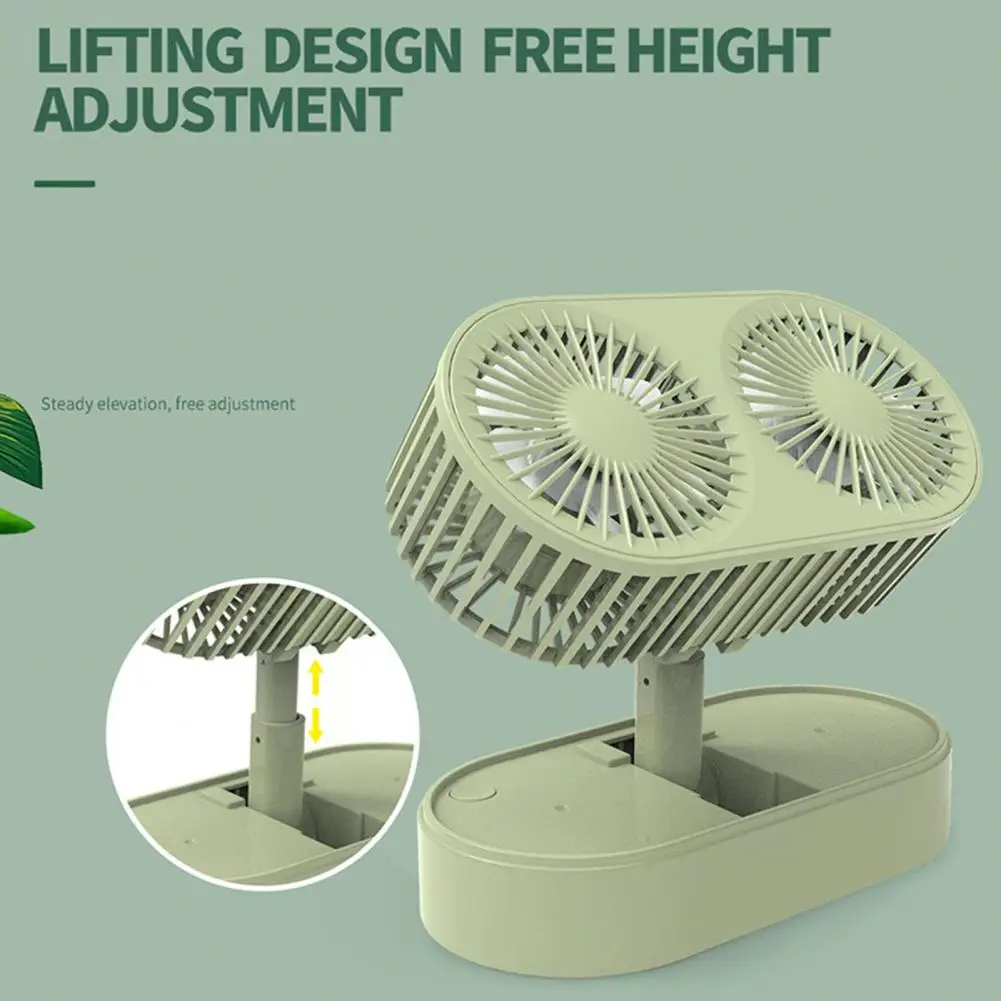 

Desk Fan Adjustable USB Powered 3 Speeds Double Motor Foldable Fan Steady Elevation Folding Portable Fan