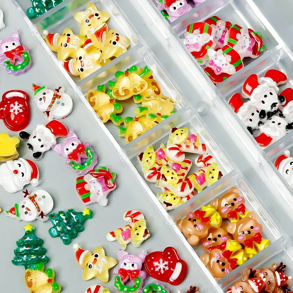 Подвеска для ногтей 1 коробка Рождественский Декор из смолы микс новогодний