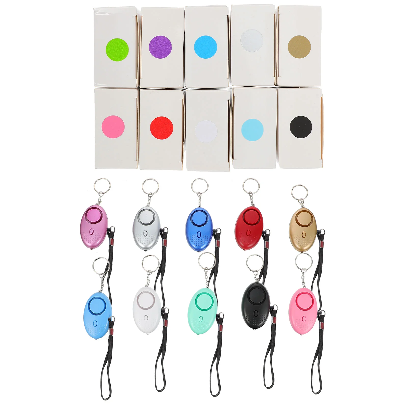 

10pcs Alarm Keychain with LED Light Emergency Safety Alarm Safe Sound Personal Alarm for Children Elderly ( Mixed Defenses