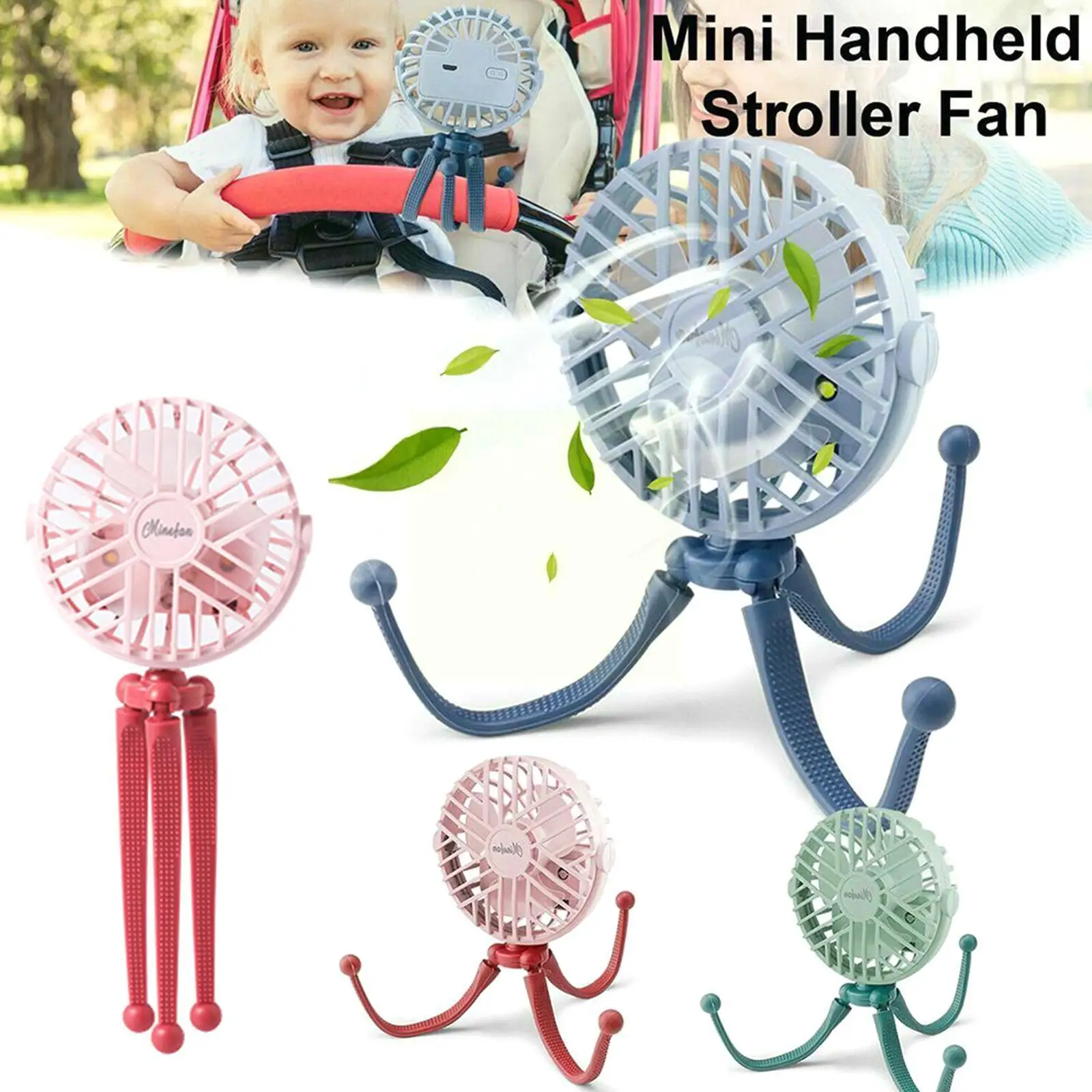 

Windable Octopus Mini Fan Handheld Baby Car Portable Cooling Night Desktop Rechargeable Fan With Usb Lights Bracket Fan D9b3