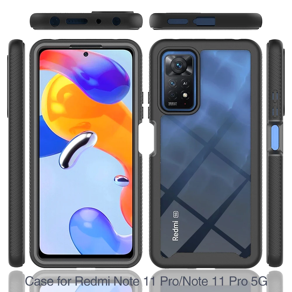 Чехол-накладка для Xiaomi Redmi Note 11 Pro Plus 2022 360 противоударный прозрачный на заднюю