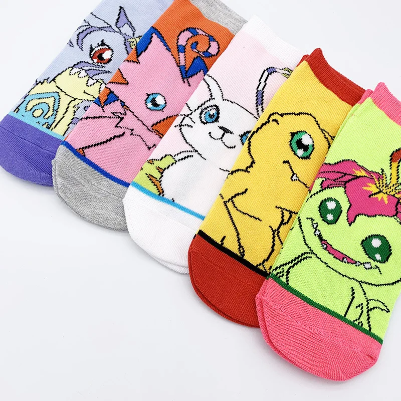 Anime Women Sock Digimon Adventure Woman Socks Womans Boat Sox Cute Cartoon Agumon Casual Cotton Girls Spring Summer Skarpetki