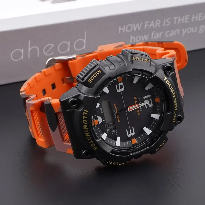 18mm Camouflage Rubber Watch band for Casio AQ-S810W AE-1000W AE-1200/1300 SGW-300 Sport Strap Sweat-proof Bracelet Accessories