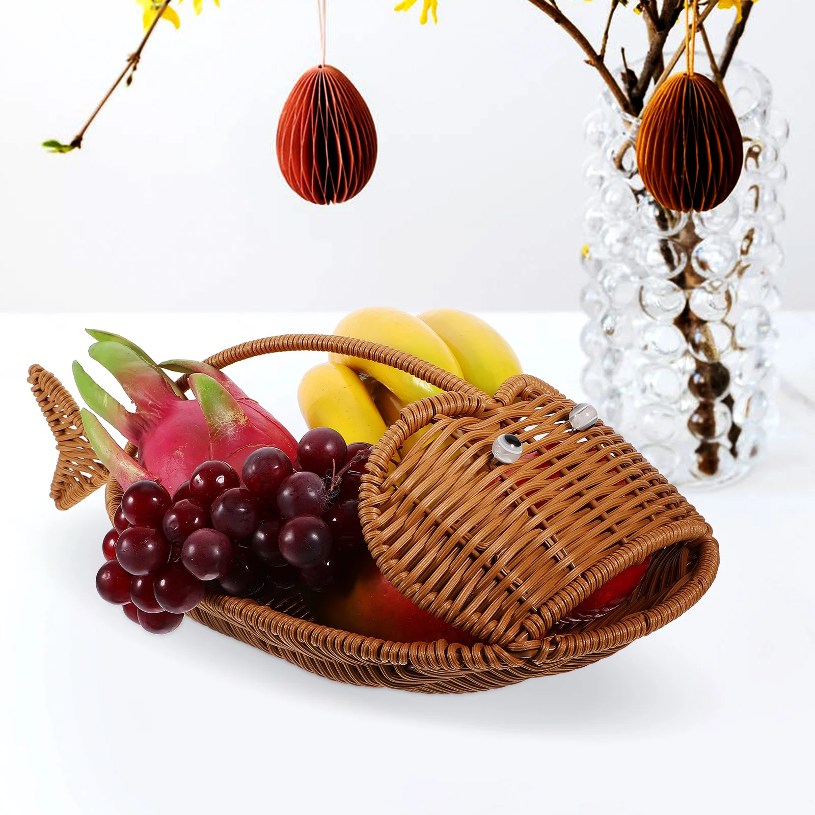 Подходитная емкость в форме рыбы настольный держатель из имитации ротанга