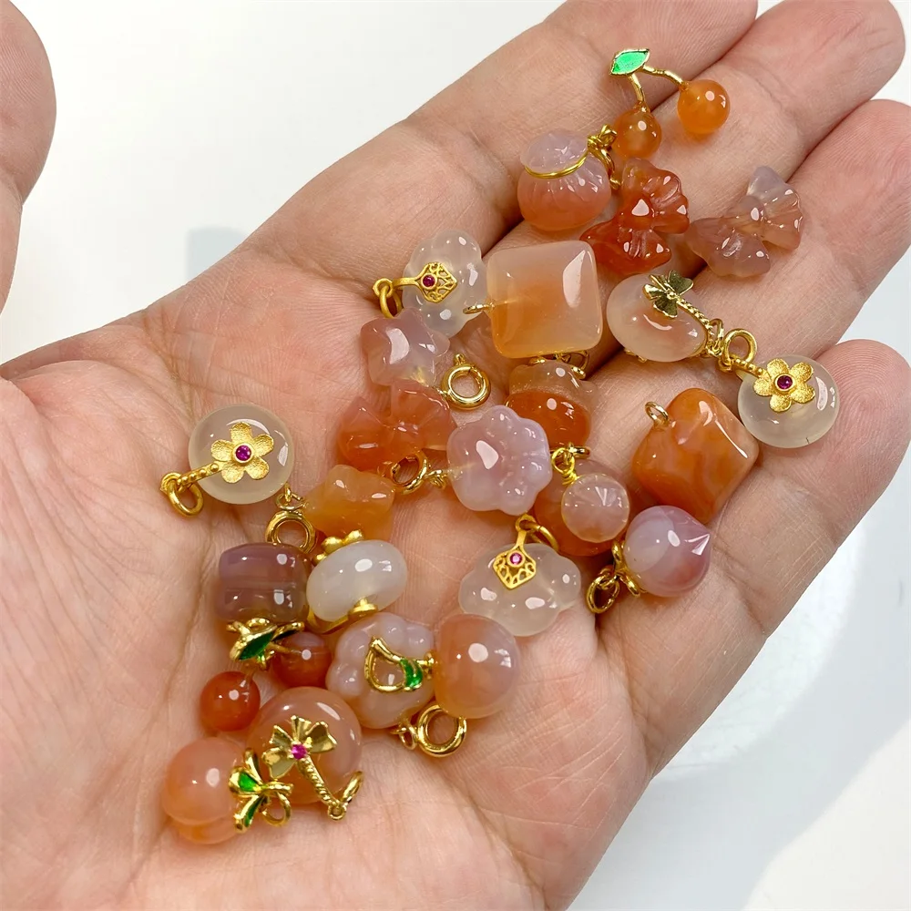 1 шт. кулон из натурального агата звезда пончик яблоко вишня персик камень для